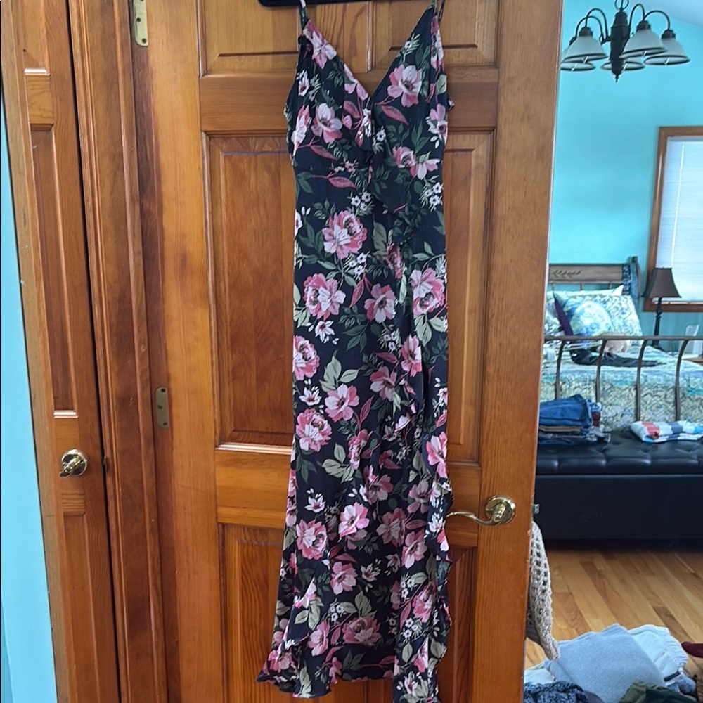 Floral Black and Pink Women's Dress